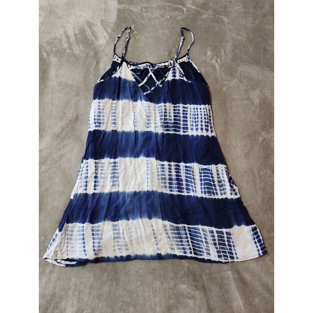 Boho Tie Dye Mini Dress | Strappy Back Swing Dress | Entro | Size L - Picture 8 of 8